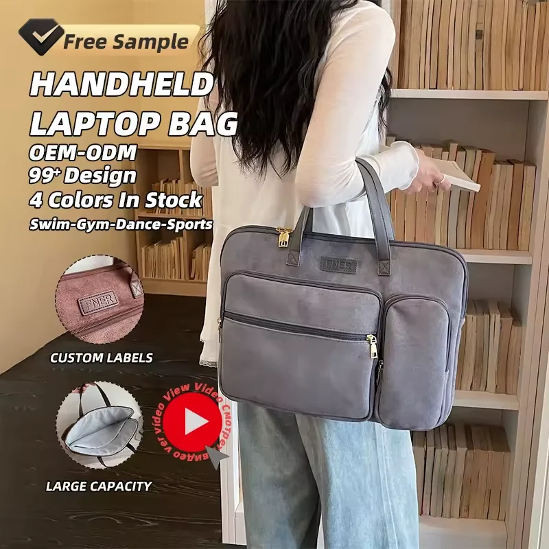 Multi-Layer Handheld Laptop Bag with Two-Way Zipper product reference image