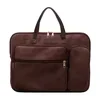 Multi-Layer Handheld Laptop Bag with Two-Way Zipper Coffee brown color SKU reference