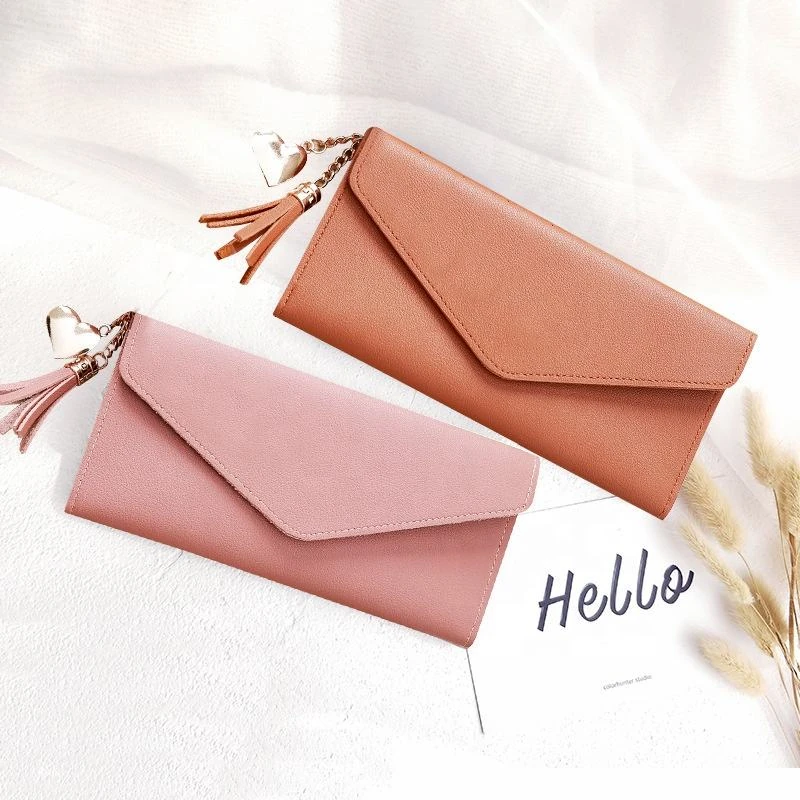 PU Envelope Wallet with Heart Detail and Tassel product reference image