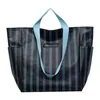 42L Striped PU Travel Tote with Side Pockets Black color SKU reference