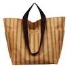 42L Striped PU Travel Tote with Side Pockets Yellow color SKU reference