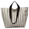 42L Striped PU Travel Tote with Side Pockets White color SKU reference
