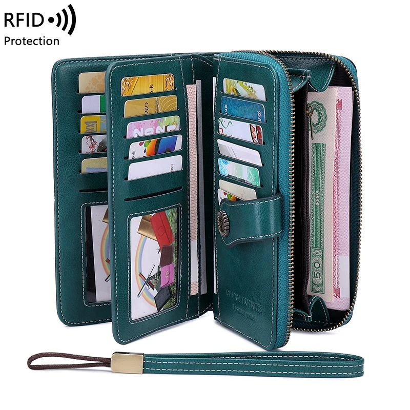 Long PU Wallet with Wrist Strap and Multiple Card Slots product reference image