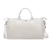 36L PU Weekender Duffel with Adjustable Detachable Strap White color SKU reference