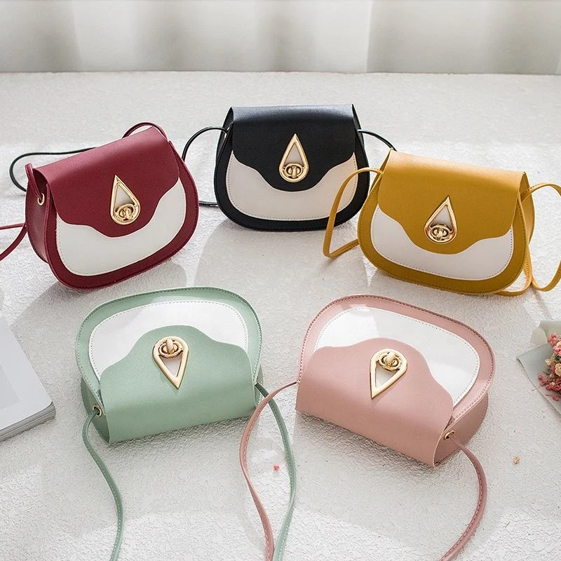 Drop-Shaped PU Crossbody Bag with Lock-Style Detail product reference image