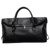 30L PU Travel Duffel with Adjustable Detachable Strap Black with contrast panel color SKU reference