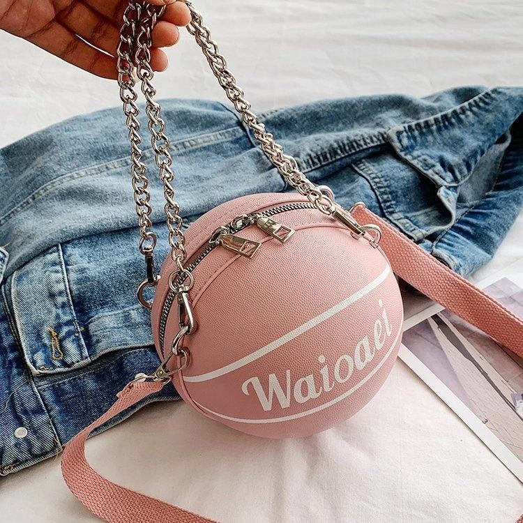Basketball-Shaped PU Novelty Clutch with Chain product reference image