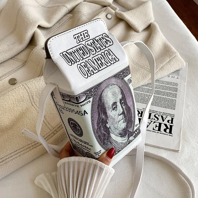 Milk Carton-Shaped PU Crossbody Bag with Graphic Print product reference image