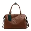 16L PU Weekender Handbag with Decorative Pendant Brown color SKU reference
