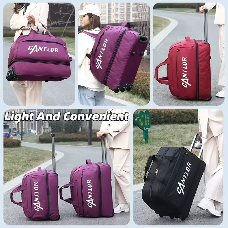 Two-Size Oxford Rolling Duffel with Telescopic Handle product reference image