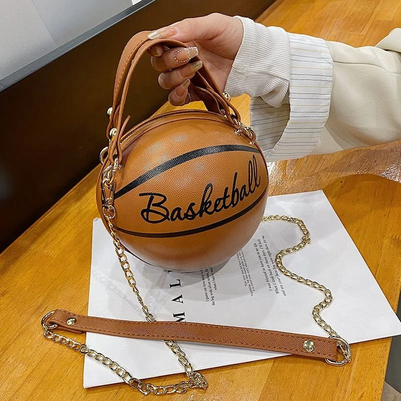 Basketball-Shaped PU Novelty Clutch with Chain product reference image