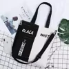 Letter-Print Cotton Tote with Zipper Closure Option 01 color SKU reference