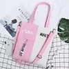 Letter-Print Cotton Tote with Zipper Closure Option 02 color SKU reference