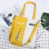 Letter-Print Cotton Tote with Zipper Closure Option 04 color SKU reference