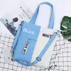 Letter-Print Cotton Tote with Zipper Closure Option 05 color SKU reference