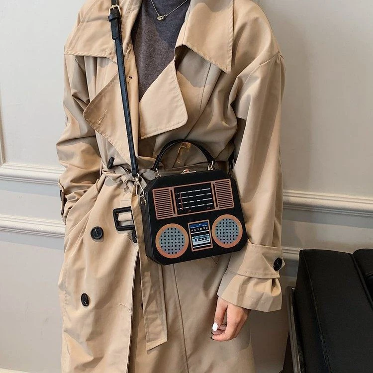 Cassette-Tape-Shaped PU Novelty Purse with Buckle Closure product reference image
