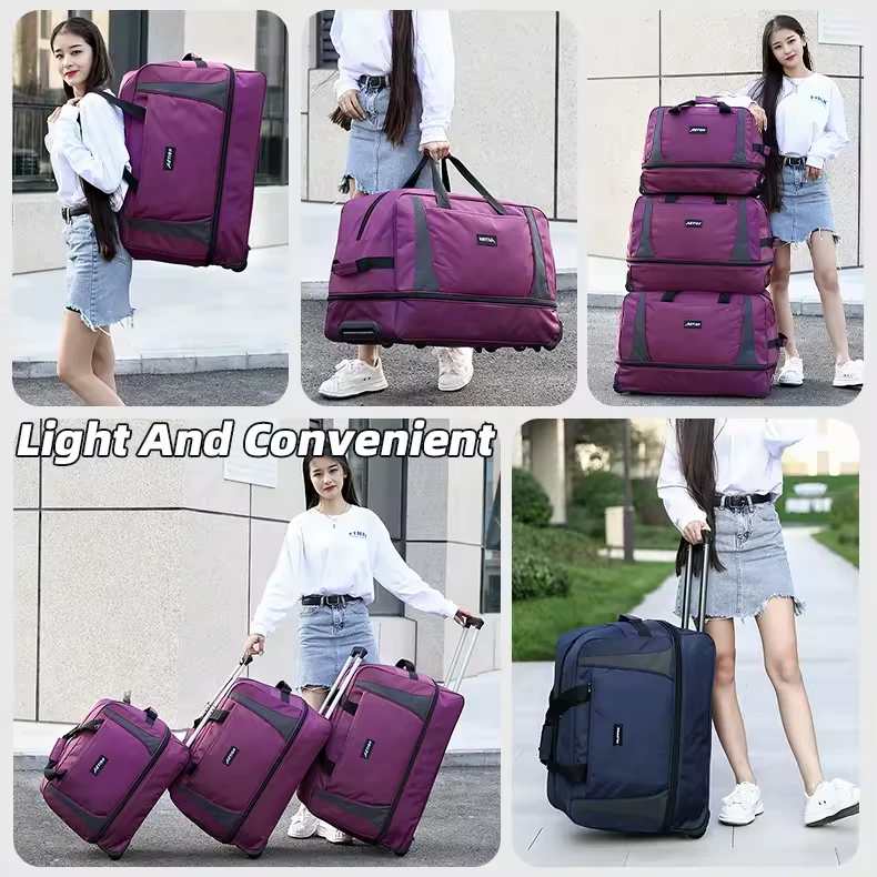 Three-Size Wheeled Travel Luggage Bag with Quiet Wheels product reference image