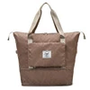 Compact Patterned Travel Tote with Zip Closure Dark khaki color SKU reference