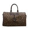 Leopard-Print PU Travel Duffel with Top Handles Dark khaki color SKU reference