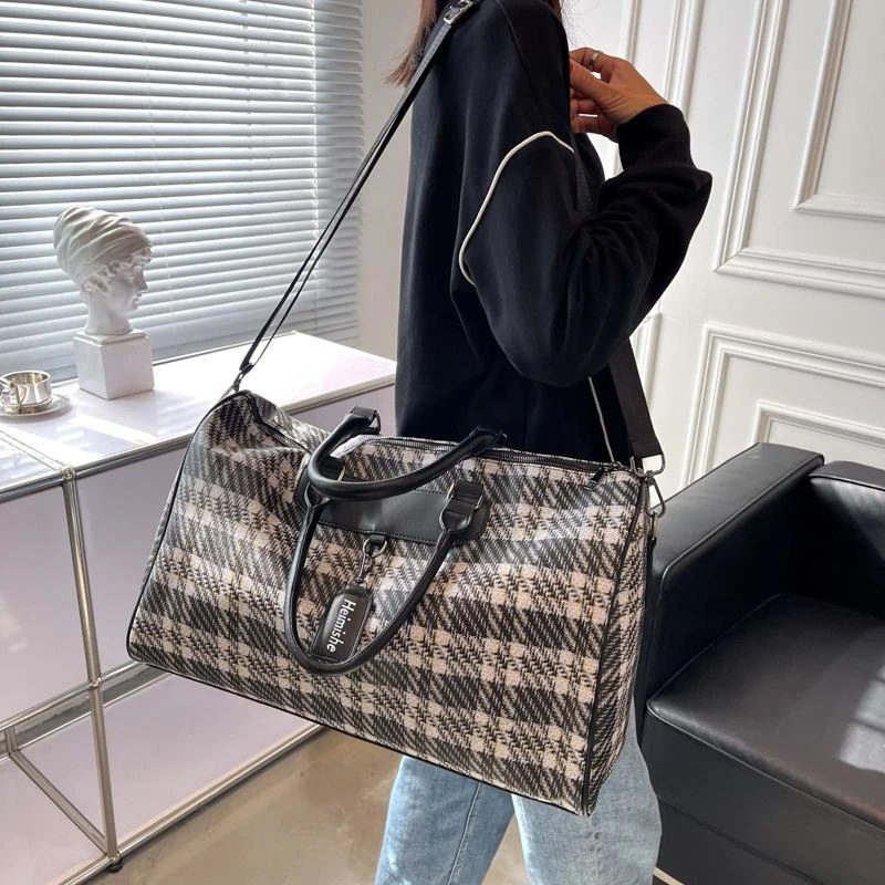 Retro Check Travel Duffel with Shoulder Strap product reference image