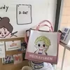 Cartoon Prince-Print Canvas Shoulder Tote Pink color SKU reference