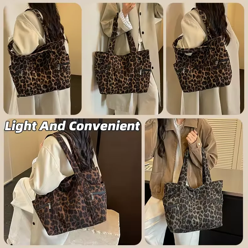Leopard-Print Corduroy Tote with Pouch Reference product reference image