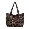 Leopard-Print Corduroy Tote with Pouch Reference Brown color SKU reference