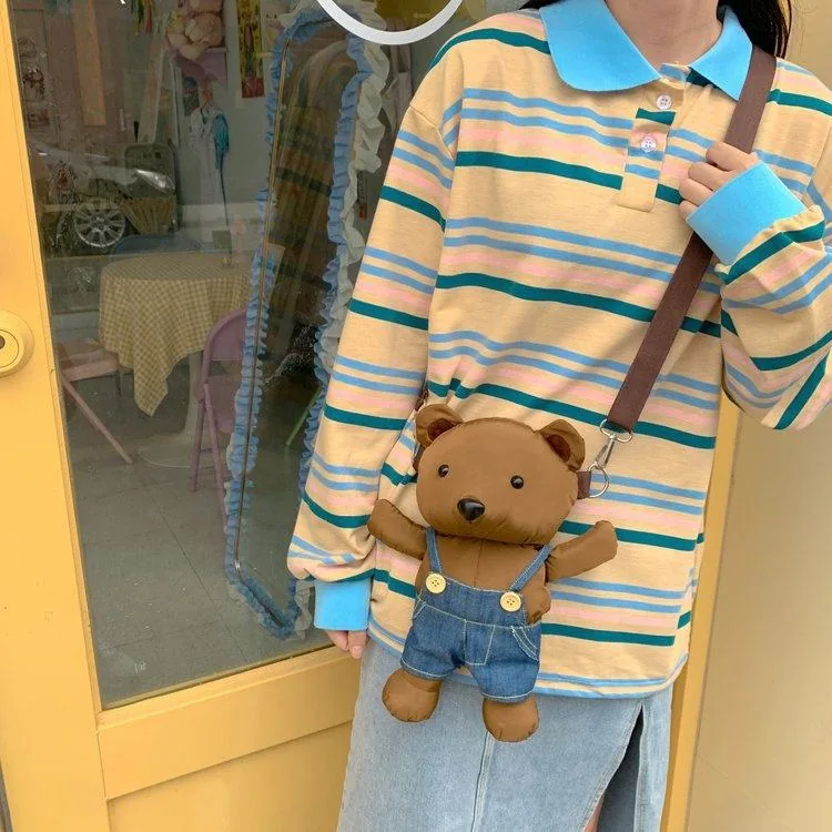 Soft Shoulder Crossbody Bag with Teddy Charm product reference image