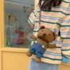 Soft Shoulder Crossbody Bag with Teddy Charm Camel color SKU reference