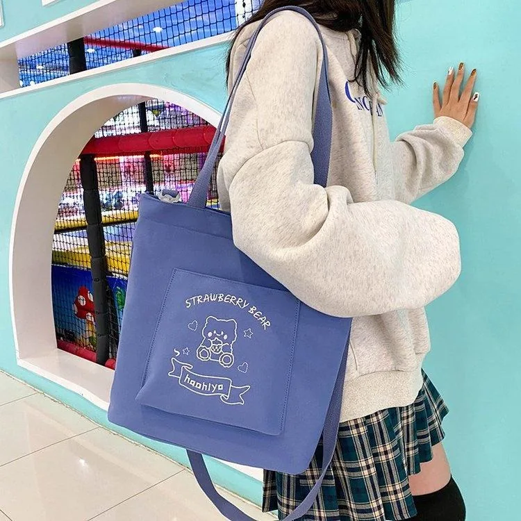 Bear-Embroidered Clear-Window Tote product reference image