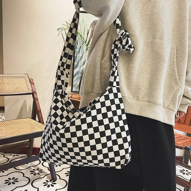 Colorful Plaid Canvas Crossbody Bag product reference image