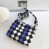 Colorful Plaid Canvas Crossbody Bag Blue color SKU reference