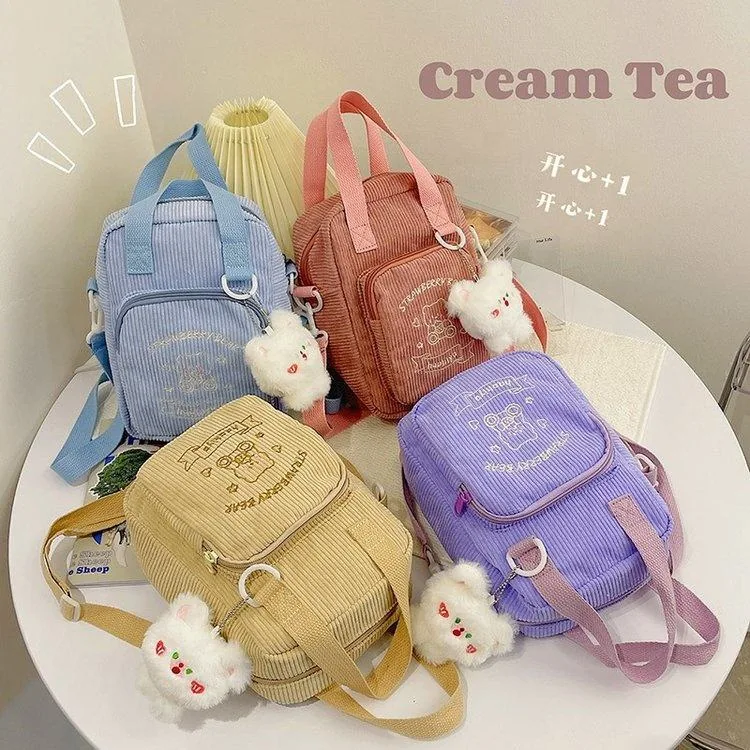 Corduroy-Panel Clear-Window Crossbody Bag product reference image