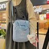 Corduroy-Panel Clear-Window Crossbody Bag Blue color SKU reference