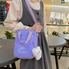 Corduroy-Panel Clear-Window Crossbody Bag Purple color SKU reference