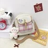 Plaid Canvas Crossbody Bag with Bear Detail Pink color SKU reference