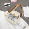 Plaid Canvas Crossbody Bag with Bear Detail Gray color SKU reference