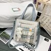 Clear-Window Plaid Crossbody Bag with Bear Pendant Green color SKU reference