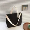 Color-Block Nylon Shoulder Tote with Zipper Black color SKU reference