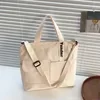 Color-Block Nylon Shoulder Tote with Zipper White color SKU reference