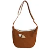 Corduroy Bear-Detail Everyday Shoulder Tote Brown color SKU reference