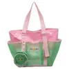 Clear PVC Tote Bag with Exterior Pocket Green color SKU reference