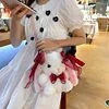 Plush Rabbit-Detail Messenger Bag Red color SKU reference