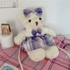 Plush Teddy-Bear Shape Bag with Chain or Pearl Strap Purple pearl SKU overview reference