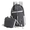 Two-Size Nylon Drawstring Backpack with Mini Pouch Gray color SKU reference