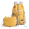 Two-Size Nylon Drawstring Backpack with Mini Pouch Yellow color SKU reference