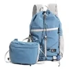 Two-Size Nylon Drawstring Backpack with Mini Pouch Blue color SKU reference