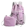 Two-Size Nylon Drawstring Backpack with Mini Pouch Purple color SKU reference