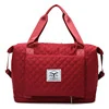 Quilted Check Nylon Expandable Weekender Burgundy color SKU reference