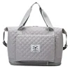 Quilted Check Nylon Expandable Weekender Light gray color SKU reference